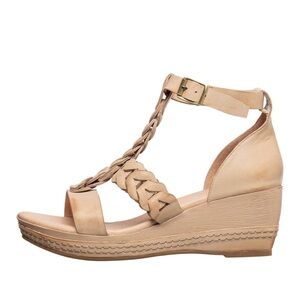Elegant Tan Braided Wedge Sandals